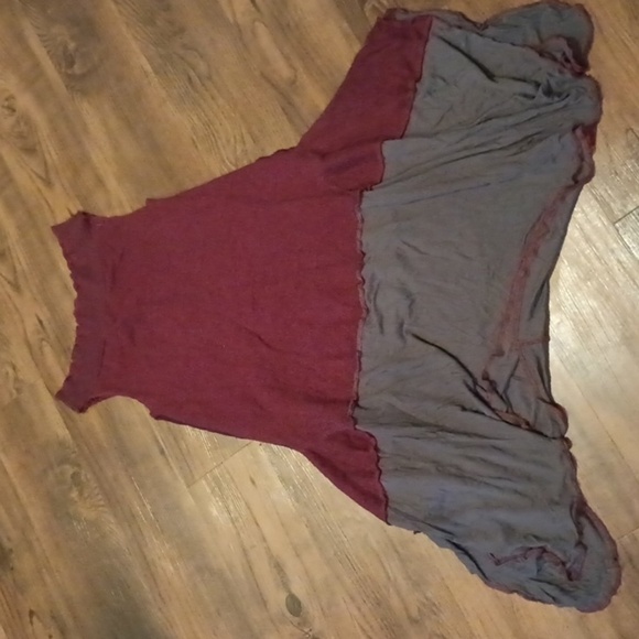 Miranda Caroligne Dark Red and Grey Pixie Handkerchief Cut Asymmetrical Dress A8 - Picture 1 of 5